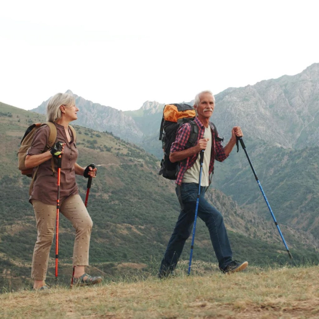Man and woman hiking 